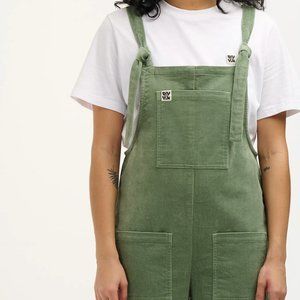 Lucy & Yak Original Dungaree Organic Corduroy Overalls Green Bay (Size 16)
